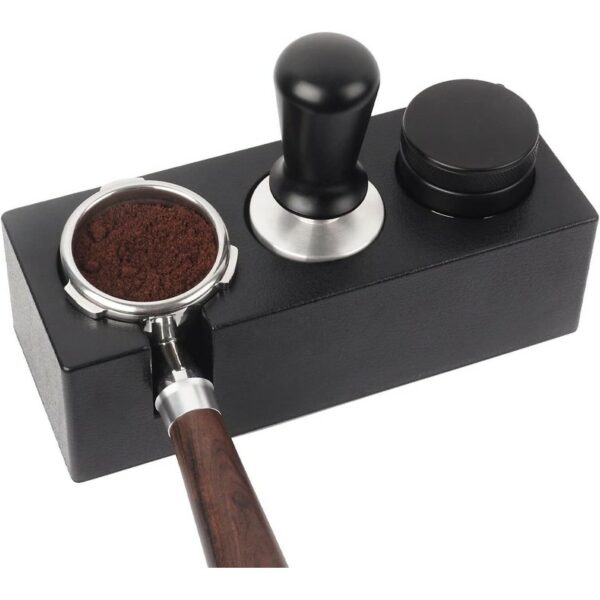 Stojan na utláčenie espressa s držiakom na tamper a rozdeľovač, čierny